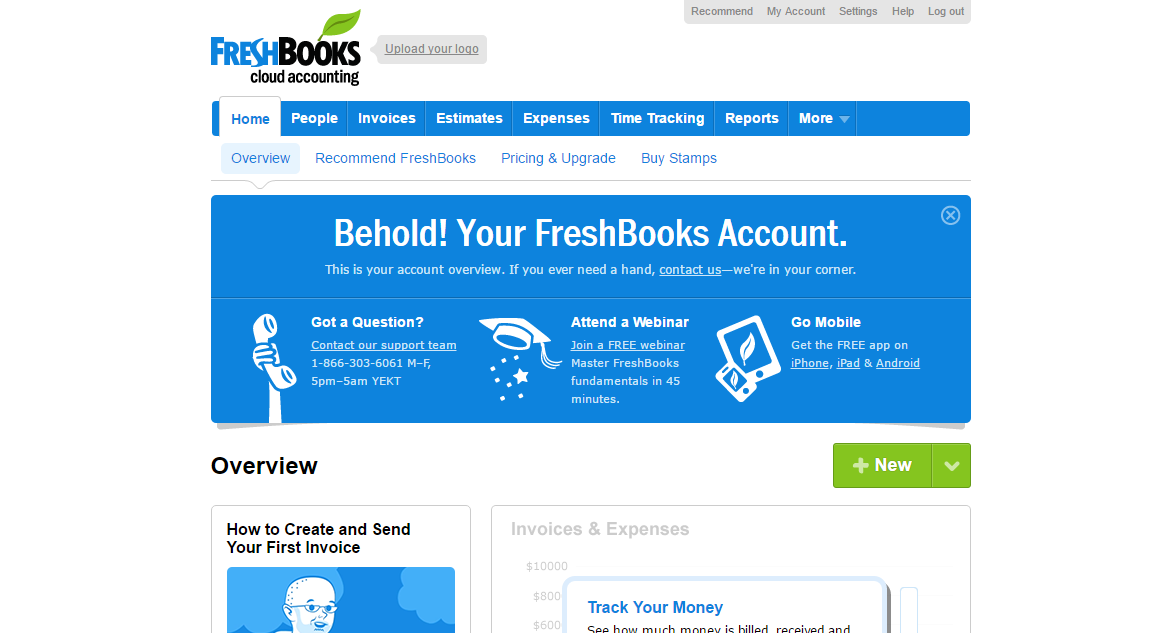 Demo of FreshBooks Dashboard