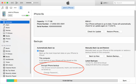 Encrypt iPhone Backup