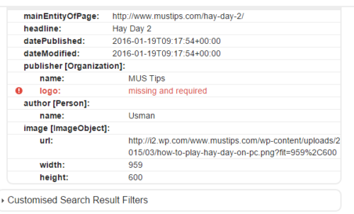 Structured Data Tool Error