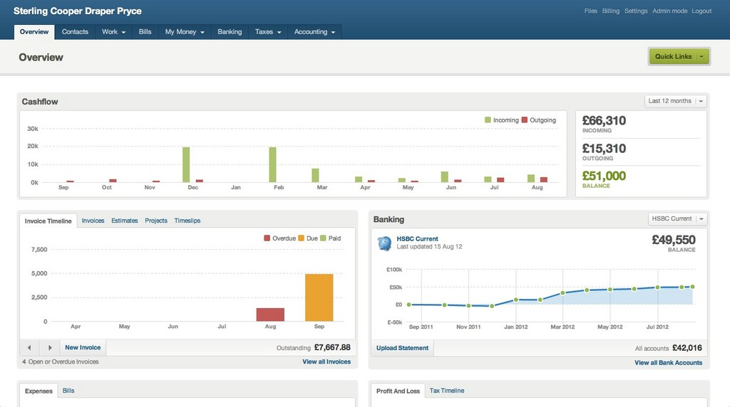 Demo of FreeAgent Dashboard