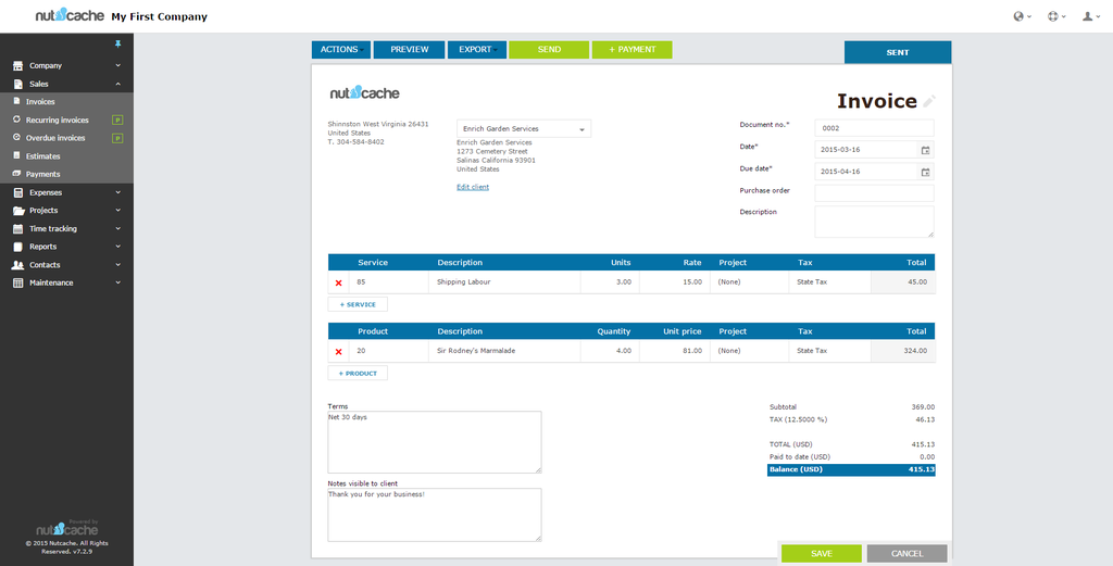 Demo of Nutcache Dashboard