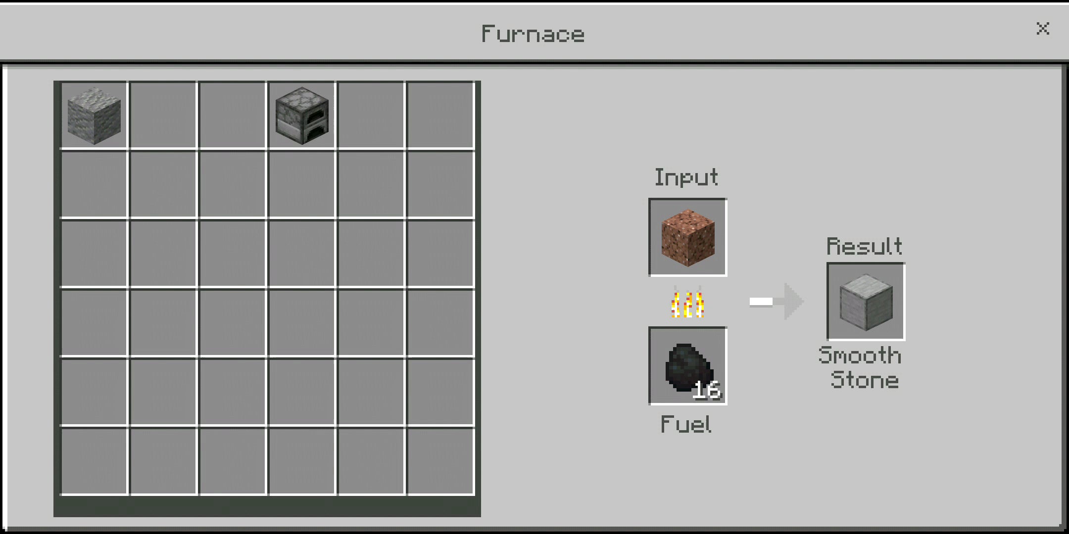 Making Smooth Stone in the Furnace in Minecraft